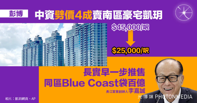彭博：中資劈價4成賣南區豪宅凱玥 長實早一步推售同區Blue Coast袋百億