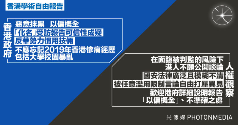 香港學術自由報告｜港府斥惡意抹黑 人權觀察：歡迎港府詳細說明報告「以偏概全」之處