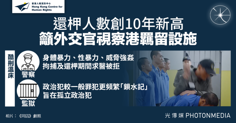 香港人權資訊中心報告｜三大酷刑溫床：警察、監獄及移民拘留 還柙人數創10年新高