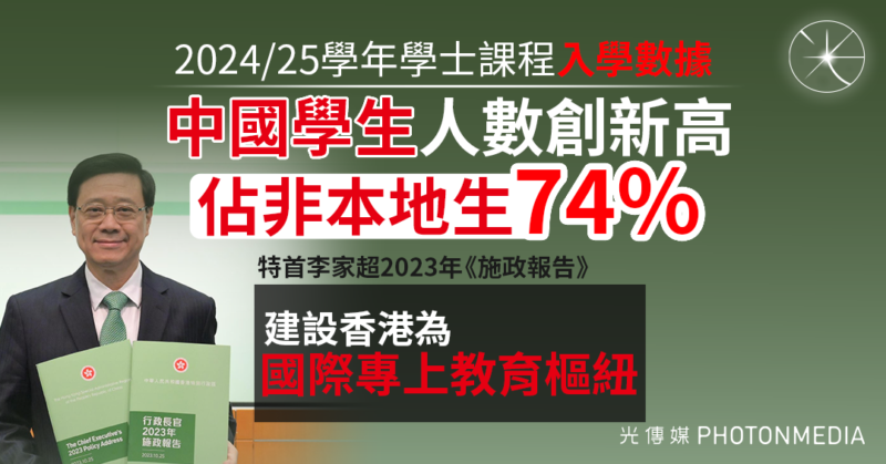 2024/25學年學士課程入學數據｜中國學生人數創新高 佔非本地生74%