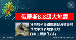 俄羅斯堪察加半島8.8級強震觸發海嘯警報  環太平洋多地急疏散 日本主播籲「快逃」